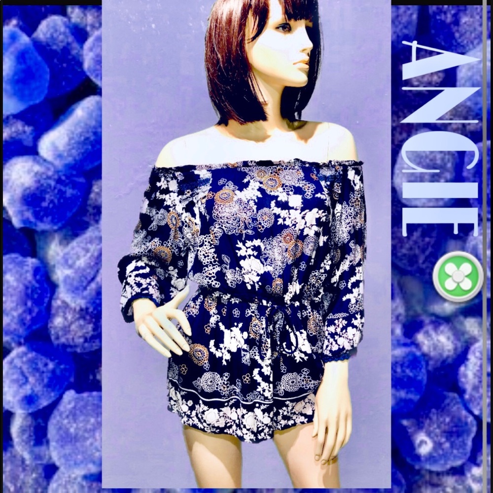 ANGIE • Oriental Print Navy Romper / size (M) - Picture 2 of 6